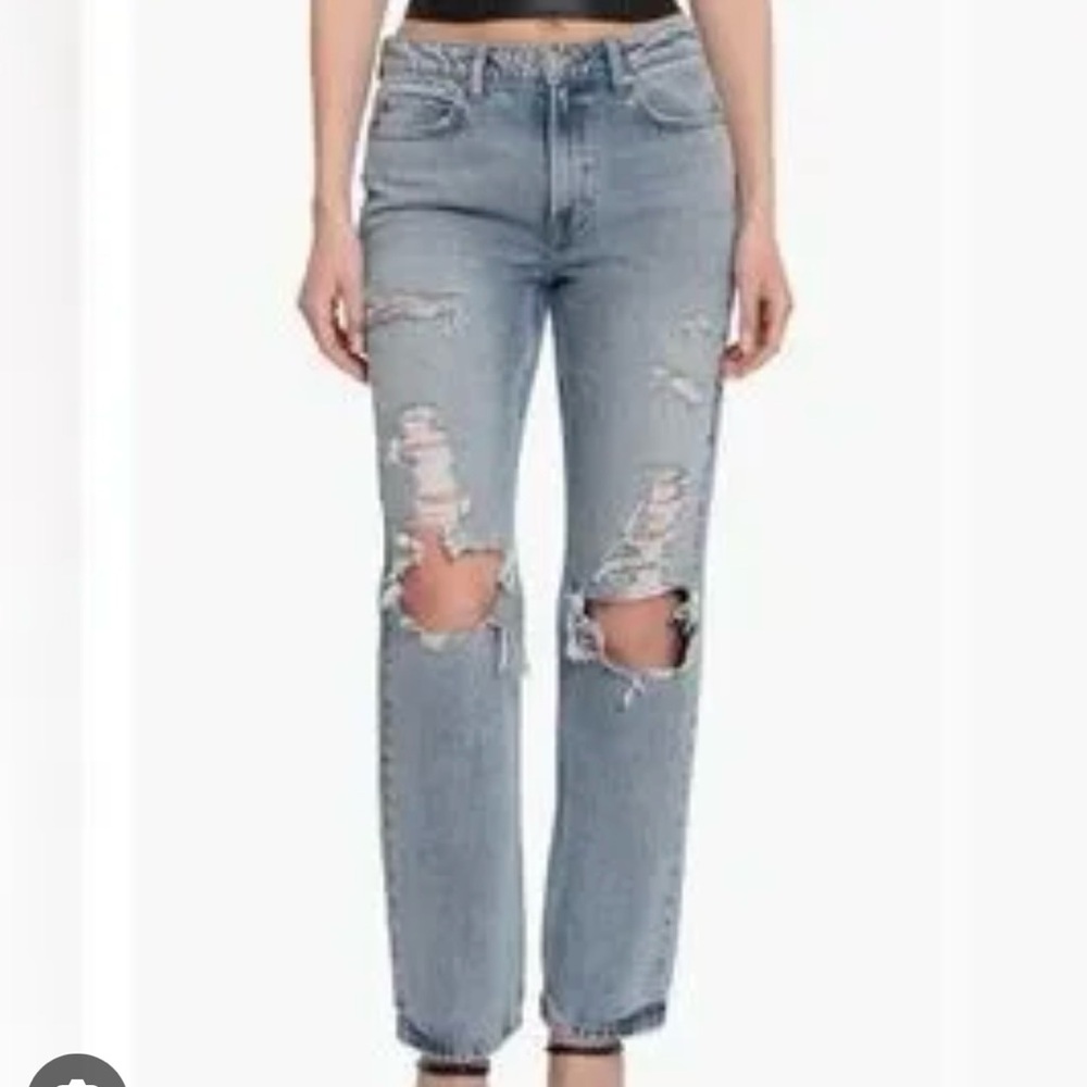Avec Les Filles “Cool Girl” Distressed Straight Jeans